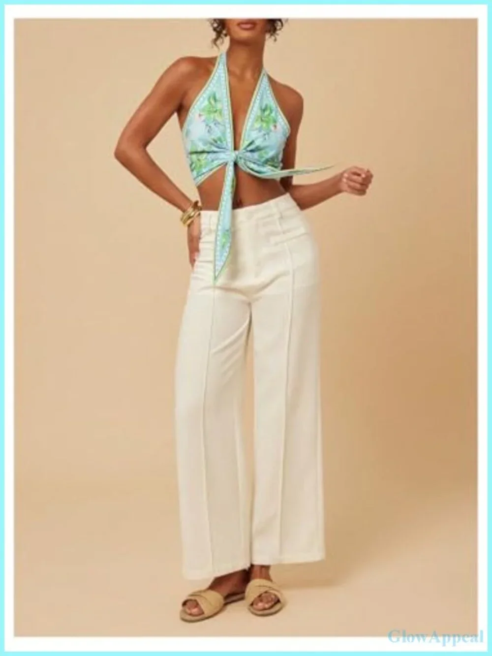 Women's Halter Neck Crop Top - Sleeveless Backless Beach Tank Top